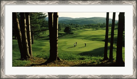 Framed Four people playing golf, Country Club Of Vermont, Waterbury, Washington County, Vermont, USA Print