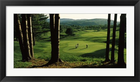 Framed Four people playing golf, Country Club Of Vermont, Waterbury, Washington County, Vermont, USA Print