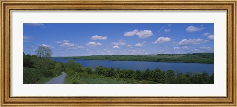 Framed Road near a lake, Owasco Lake, Finger Lakes Region, New York State, USA Print