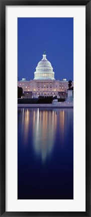 Framed Reflection of a government building in water, Capitol Building, Capitol Hill, Washington DC, USA Print