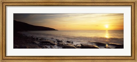 Framed Sunset over the sea, Celtic Sea, Wales Print