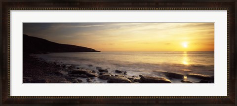 Framed Sunset over the sea, Celtic Sea, Wales Print