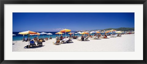 Framed Tourists on the beach, Porto Carras, Sithonia, Chalkidiki, Greece Print