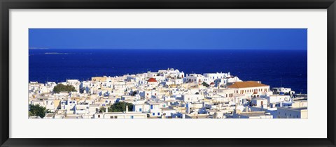 Framed Mykonos, Greece with Bright Blue Water &amp; Sky Print