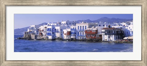 Framed Buildings on the Waterfront, Mykonos, Greece Print