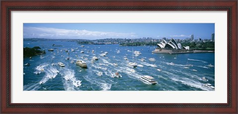 Framed Pleasure Boats, Sydney Harbor, Australia Print