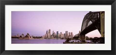 Framed Sydney Harbor Bridge with Purple Sky, Sydney, Australia Print