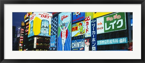 Framed Billboards lit up at night, Dotombori District, Osaka, Japan Print