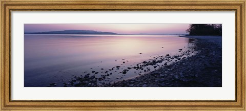 Framed Beach at sunset, Lake Constance, Germany Print