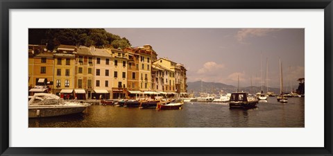 Framed Boats in a canal, Portofino, Italy Print