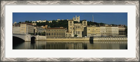 Framed Buildings On The Saone River, Lyon, France Print