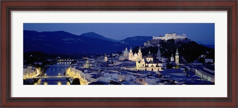 Framed High Angle View Of Buildings In A City, Salzburg, Austria Print
