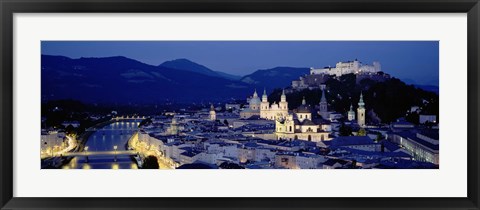 Framed High Angle View Of Buildings In A City, Salzburg, Austria Print