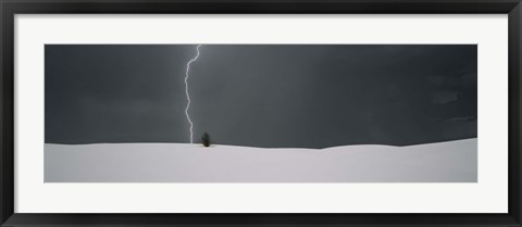 Framed Lightning in the sky over a desert, White Sands National Monument, New Mexico, USA Print