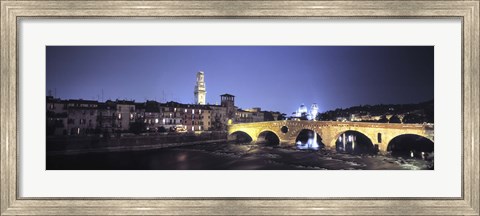 Framed Ponte Pietra And Adige River, Verona, Italy Print