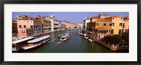 Framed High angle view of ferries in a canal, Grand Canal, Venice, Italy Print