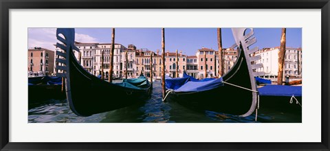 Framed Close-Up of Gondolas, Grand Canal, Venice, Italy Print