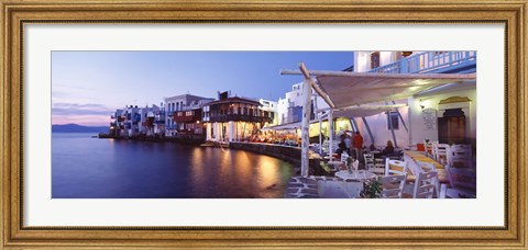Framed Waterfront View of Mykonos, Greece Print