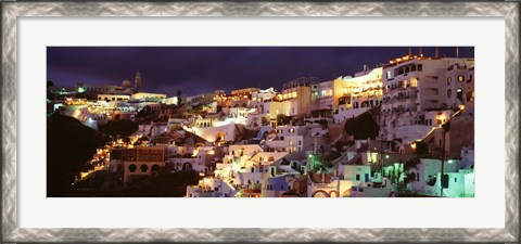 Framed Town at night, Santorini, Greece Print