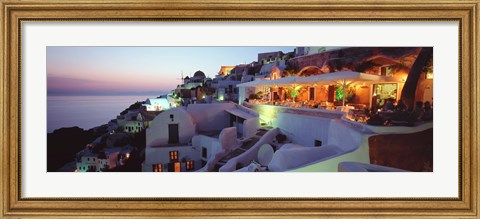 Framed Terrace overlooking the Caldera, Santorini, Greece Print