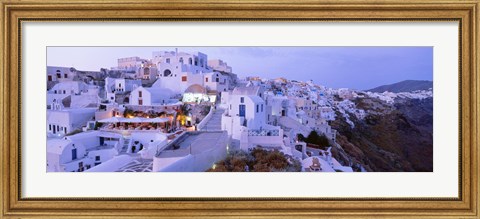 Framed White washed buildings, Santorini, Greece Print