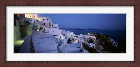 Framed Terrace of the buildings, Santorini, Cyclades Islands, Greece Print