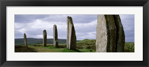 Framed Ring Of Brodgar with view of the hills, Orkney Islands, Scotland, United Kingdom Print