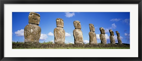 Framed Row of Stone Heads, Easter Islands, Chile Print