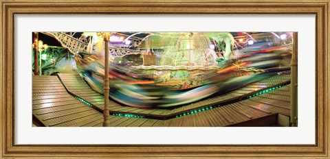 Framed Carousel in motion, Amusement Park, Stuttgart, Germany Print