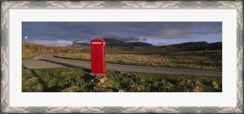 Framed Telephone Booth In A Landscape, Isle Of Skye, Highlands, Scotland, United Kingdom Print