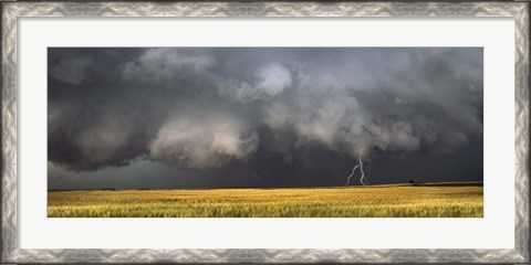 Framed Thunderstorm advancing over a field Print