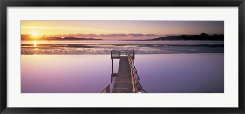 Framed High angle view of a pier on a river, Pounawea, The Catlins, South Island New Zealand, New Zealand Print