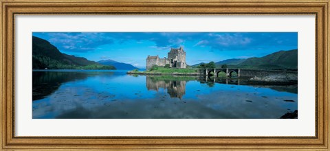 Framed Reflection of a castle in water, Eilean Donan Castle, Loch Duich, Highlands, Scotland Print