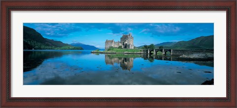 Framed Reflection of a castle in water, Eilean Donan Castle, Loch Duich, Highlands, Scotland Print