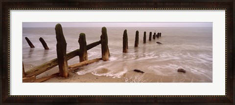 Framed Posts On The Beach, Spurn, Yorkshire, England, United Kingdom Print