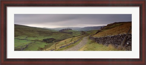 Framed High Angle View Of A Path On A Landscape, Ribblesdale, Yorkshire Dales, Yorkshire, England, United Kingdom Print