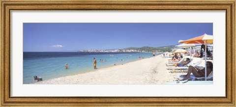 Framed Tourist on the beach, Porto Carras, Neos Marmaras, Sithonia, Halkidiki, Greece Print