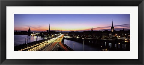 Framed High angle view of traffic on a highway, Stockholm, Sweden Print