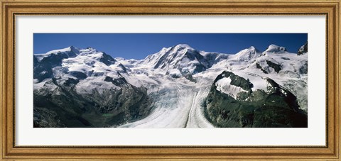 Framed Snow Covered Mountain Range and Glacier, Matterhorn, Switzerland Print
