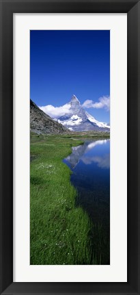 Framed Reflection Of Mountain In Water, Riffelsee, Matterhorn, Switzerland Print