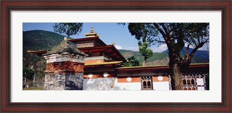 Framed Temple In A City, Chimi Lhakhang, Punakha, Bhutan Print