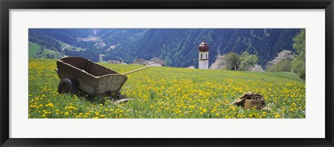 Framed Wheelbarrow in a field, Austria Print
