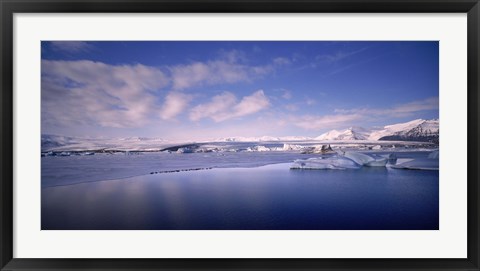 Framed Glacier floating on water, Jokulsarlon Glacial Lagoon, Vatnajokull, Iceland Print