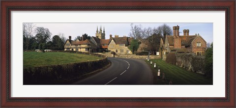 Framed Houses along a road, Penhurst, Kent, England Print