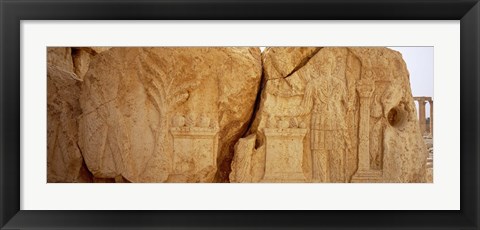 Framed Carving on rocks, Palmyra, Syria Print