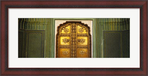 Framed Close-up of a closed door of a palace, Jaipur City Palace, Jaipur, Rajasthan, India Print