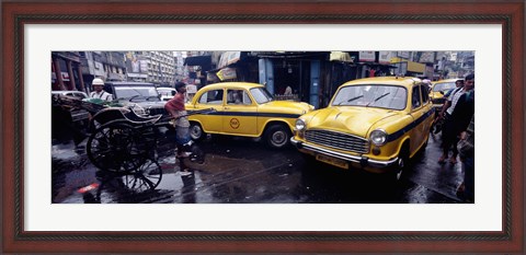 Framed Traffic in a street, Calcutta, West Bengal, India Print