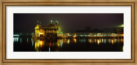 Framed Temple lit up at night, Golden Temple, Amritsar, Punjab, India Print