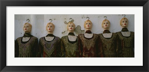 Framed Group of mannequins in a market stall, Tripoli, Libya Print