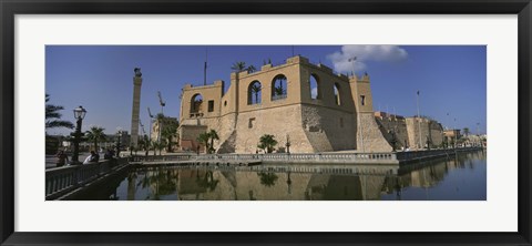 Framed Reflection of a building in a pond, Assai Al-Hamra, Tripoli, Libya Print